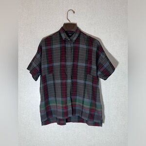 MADEWELL Men’s Stripe Colorblock Button Up Short Sleeve Shirt Sz M